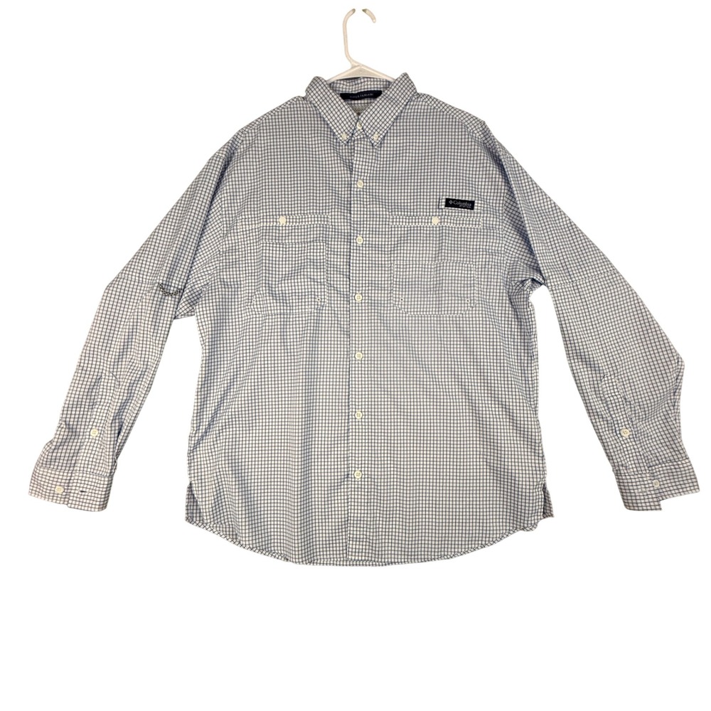 Columbia PFG Super Tamiami Mens Large Plaid Long Sleeve Fishing Shirt Vented